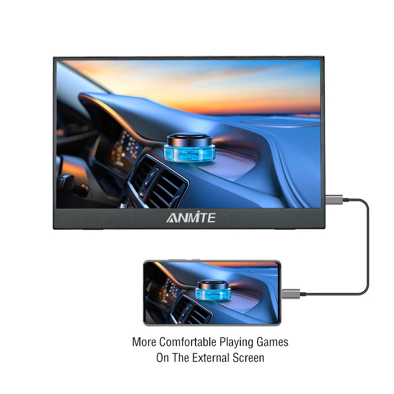 Anmite 14-Inch Portable Monitor Touchscreen1080P HDR 16:9 Low Blue Light For XBox PS4 / 5 Switch Cell Phone PC Loptop Extension