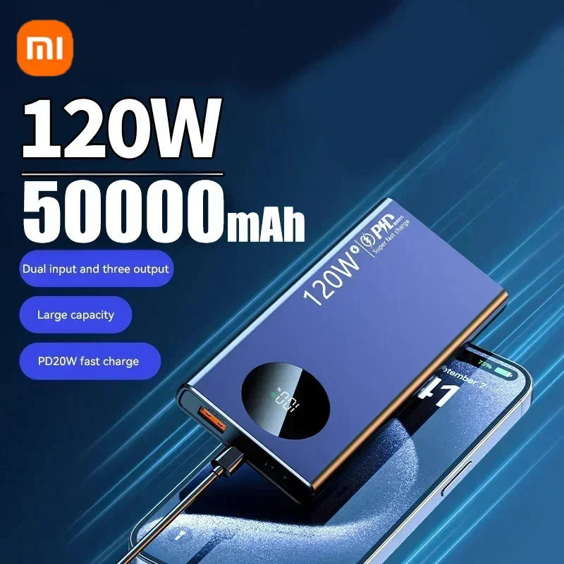 Xiaomi 50000mAh Power Bank 120W Fast Charging High-Capacity Portable Battery Charger Moblie Powerbank For iPhone Samsung Huawei